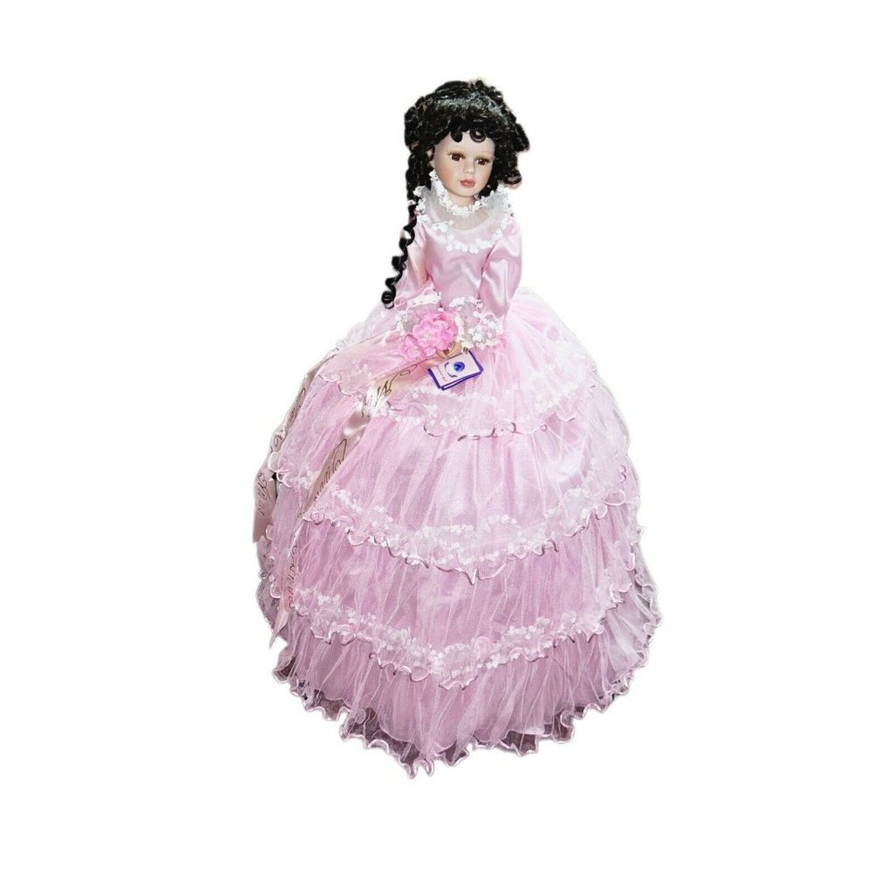 Vintage Goldenvale Collection Porcelain Umbrella Doll "Dilys" NIB Pink Dress